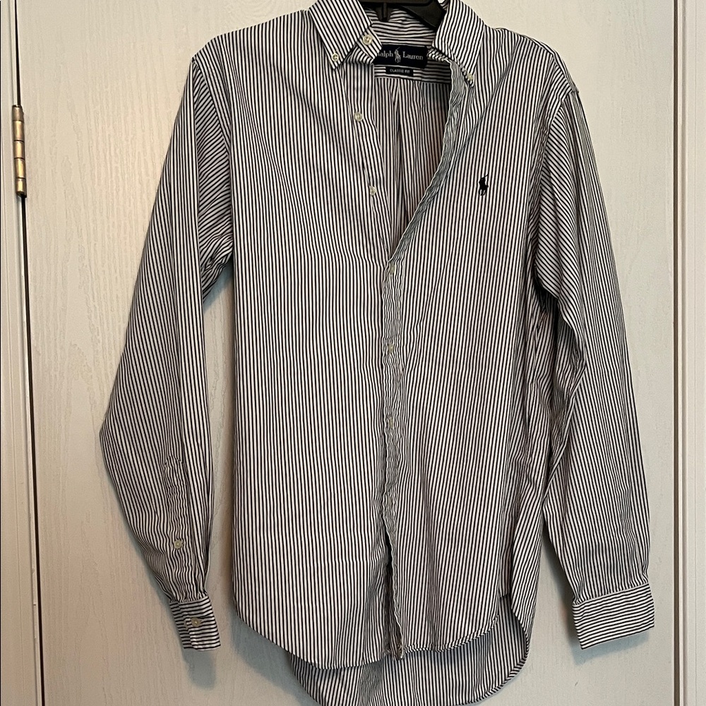Polo Ralph Lauren Black and White Striped Shirt Classic Fit